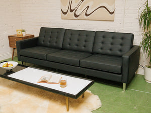 Sleek Executive Sofa in Black Faux Leather
