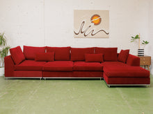 Load image into Gallery viewer, Vintage raspberry sectional sofa with chrome base
