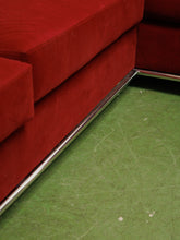Load image into Gallery viewer, Vintage raspberry sectional sofa with chrome base
