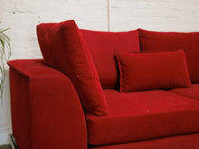 Load image into Gallery viewer, Vintage raspberry sectional sofa with chrome base
