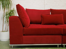 Load image into Gallery viewer, Vintage raspberry sectional sofa with chrome base
