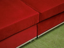 Load image into Gallery viewer, Vintage raspberry sectional sofa with chrome base

