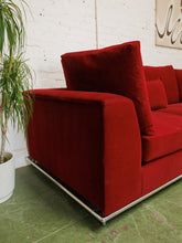 Load image into Gallery viewer, Vintage raspberry sectional sofa with chrome base
