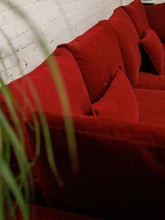 Load image into Gallery viewer, Vintage raspberry sectional sofa with chrome base
