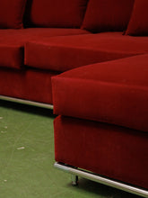 Load image into Gallery viewer, Vintage raspberry sectional sofa with chrome base
