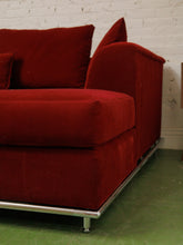 Load image into Gallery viewer, Vintage raspberry sectional sofa with chrome base
