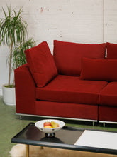 Load image into Gallery viewer, Vintage raspberry sectional sofa with chrome base
