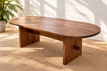 Load image into Gallery viewer, Sunbeam Exclusive Rizzo 90-inch oval pine trestle dining table, three-quarter view
