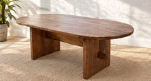 Load image into Gallery viewer, Sunbeam Exclusive Rizzo oval pine trestle dining table, alternate angle
