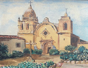 1970s Mission Painting, Framed
