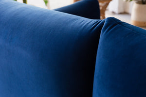 Miguel Two Seater Sofa in Deep Blue Velvet