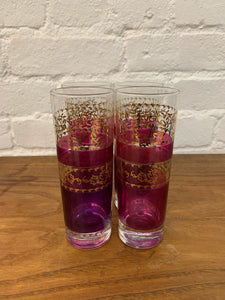 Purple Gold Glasses - Set of 4