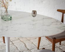 Load image into Gallery viewer, Daisy Faux Marble 60 in Oval Dining Table, White
