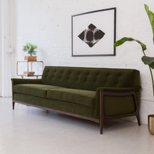 Load image into Gallery viewer, Franklin Sunbeam Exclusive Sofa in Olive Green Velvet
