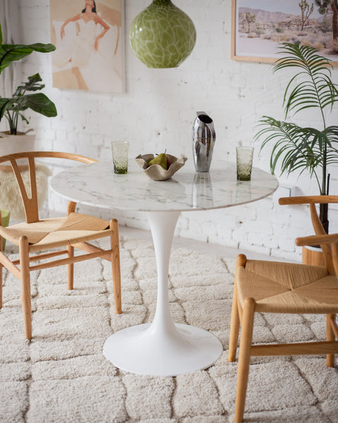 Daisy Faux Marble Pedestal Dining Table | Sunbeam Vintage