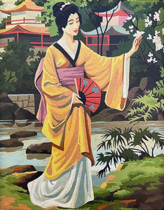 Japanese Scene Paint by Number, Painting Framed
