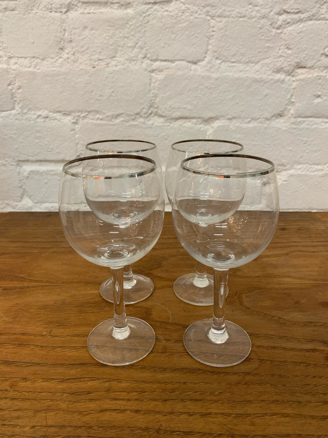 Silver Rimmed Wine Glasses - Set of 4