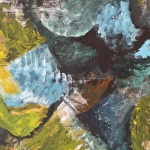 Green Aqua Olive Abstract Acrylic on Canvas