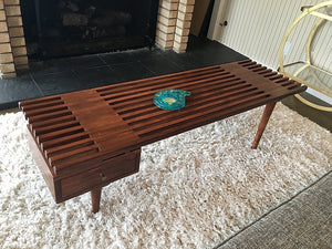 Custom One Drawer Slat Bench