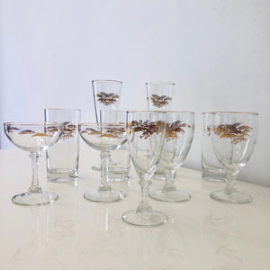 Gold wheat Assorted Glasses - set of 9