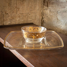 Load image into Gallery viewer, Glass &amp; Gold Cup and Serving Tray
