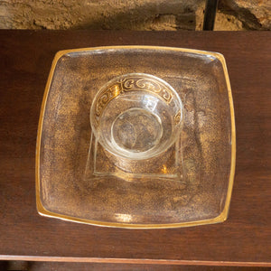 Glass & Gold Cup and Serving Tray
