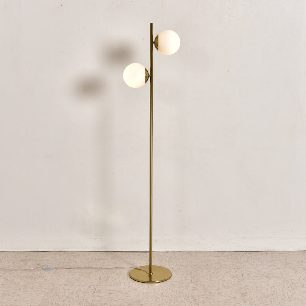 Brass Double Globe Floor Lamp