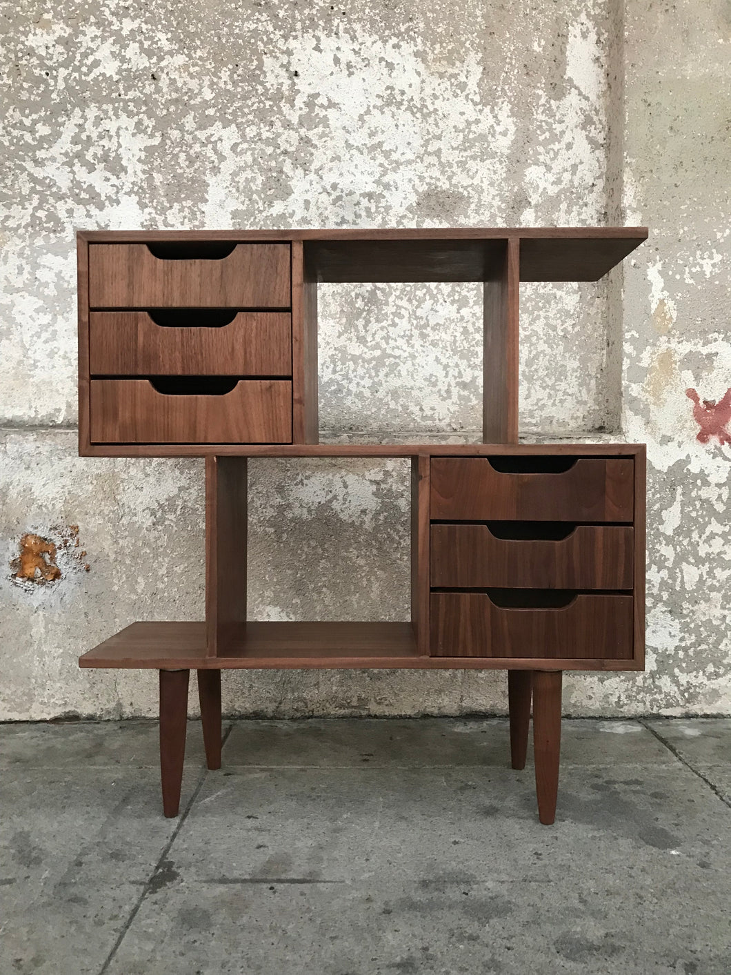 Wood Double Stacked Bookshelf in American Walnut