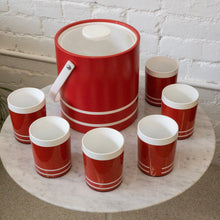 Load image into Gallery viewer, Red with White Striped Vintage Cups and Ice Box Set
