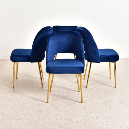 Blue “Knolla” Velvet and Gold Dining Chair