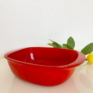 Bright Red-Orange Ceramic Bowl Made in California