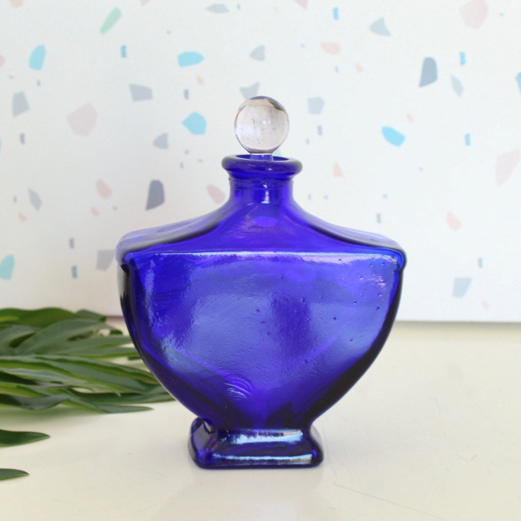 Cobalt Blue Art Deco Perfume Bottle