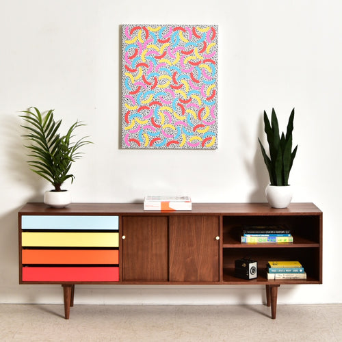 Colorblock Walnut Credenza