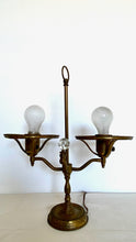 Load image into Gallery viewer, Dual headed Vintage lamp with brass Patina
