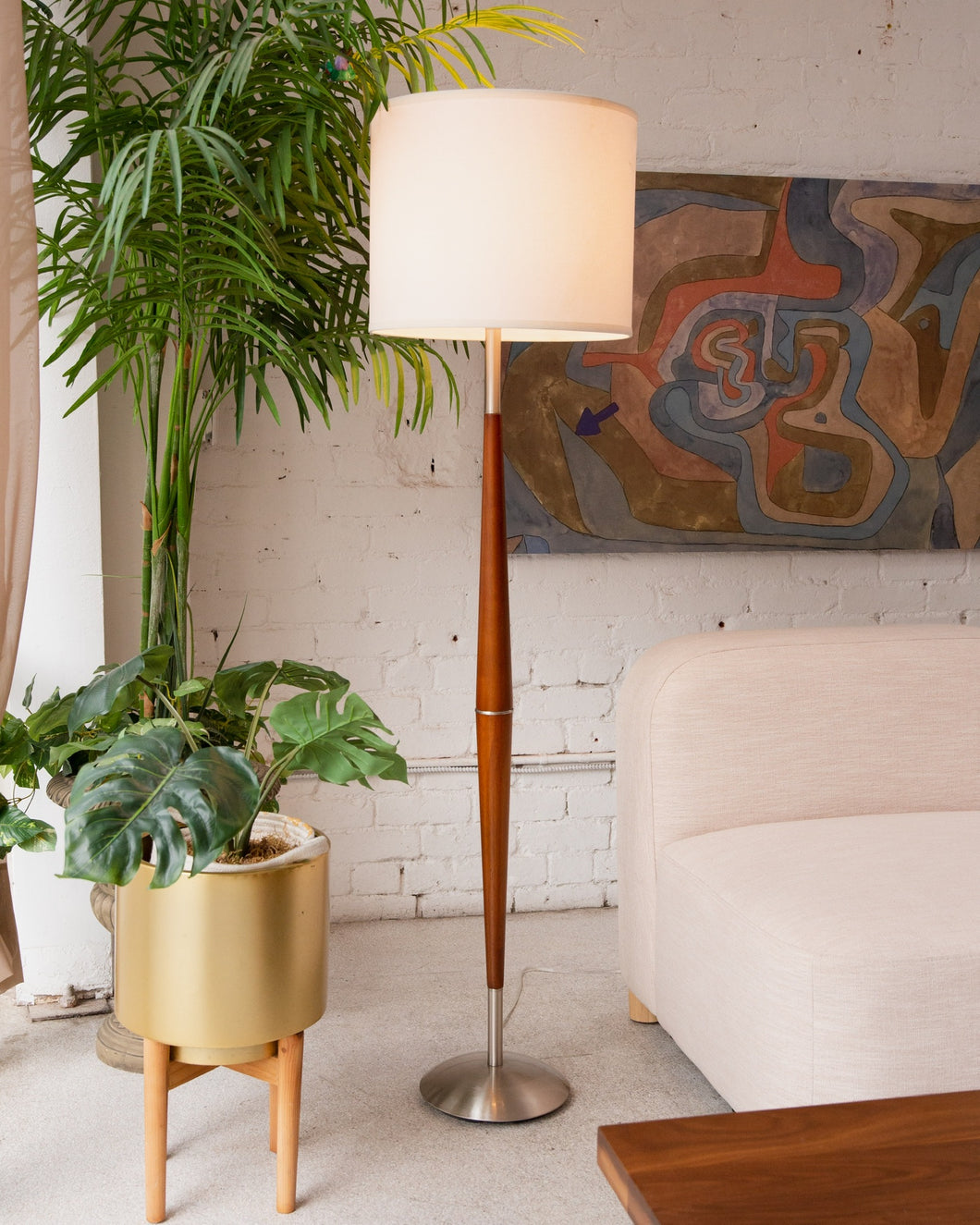 Mindy Cigar Floor Lamp with Silver Base