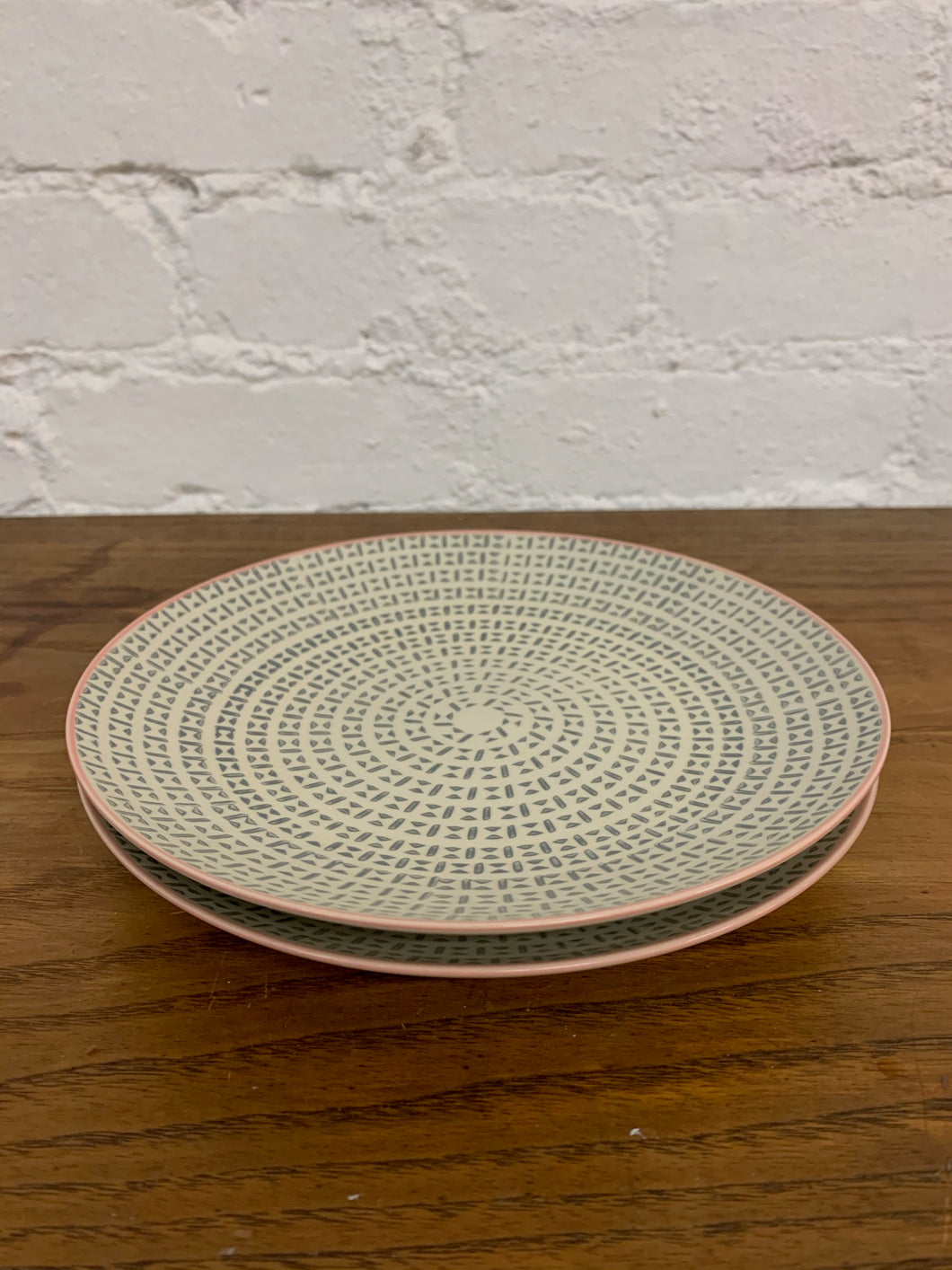 Grey with Pink Rim Plate