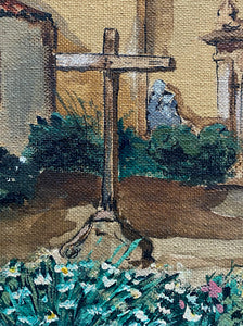 1970s Mission Painting, Framed