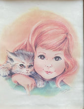 Load image into Gallery viewer, A Girl and Her Cat, Print Framed
