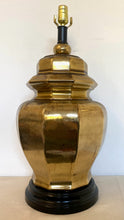 Load image into Gallery viewer, Single vintage gold with black base lamp
