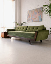 Load image into Gallery viewer, 96&quot; Desmond Walnut Framed Sofa in Olive Green
