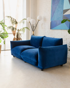 Miguel Two Seater Sofa in Deep Blue Velvet