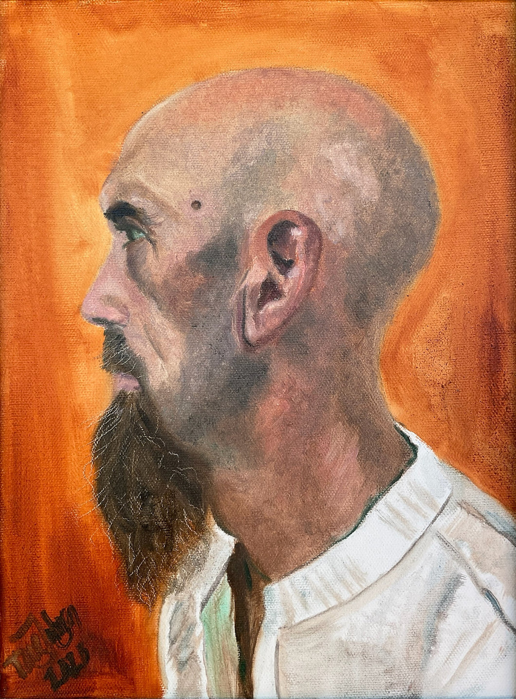 Side Profile of a Man, Painting Framed