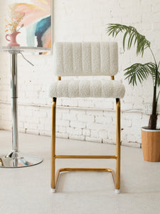 Cantilever Counter Stool w/ Sherpa Fabric