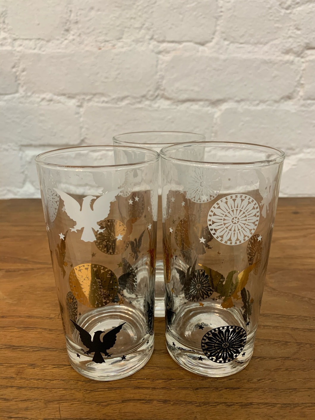 Cocktail Glasses with Eagle Gold Foil - Set of 3