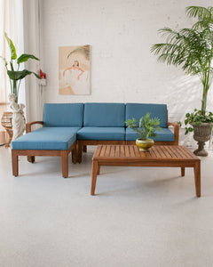 Acacia Blue Modern Outdoor Sectional with Coffee Table