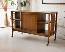 Load image into Gallery viewer, Vintage Rolling Bar Cabinet with Shelves
