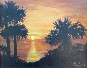 Tropical Sunset, Painting Framed