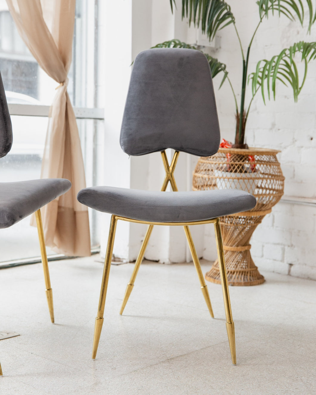 Zina Accent Chair in Grey Velvet
