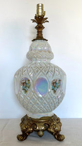 Single very vintage glass lamp / cool brass base