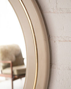 80s mauve and gold round mirror